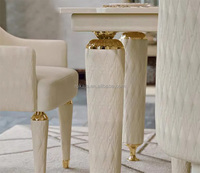 Ensemble de table à manger rectangulaire en marbre artificiel de luxe italien unique, 10 places, pieds en cuir, meubles de salle à manger