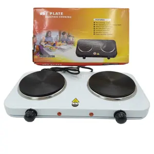 Mrs Chef Automatic 2000w double-burner electric stove, stainless steel shell, durable cast heating plate