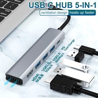 5 en 1 USB C Hub Multiport Adaptateur 4K HDMI USB 3.0 pour iPad Macbook Pro/Air Xiaomi Notebook Logo Personnalisé Impression Stock Disponible