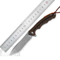 Couteau de camping multifonctionnel, lame en acier Damas, manche en nacre, couteau portable d'extérieur avec cordon en cuir