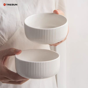 dishwasher <b>microwave</b> safe pure white embossed porcelain ceramic <b>small</b> 4.5 inch rice kitchen dishes bowl - Product Image 1