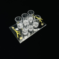 Meilleures Ventes 2024 : Cadeau d'Affaires Personnalisé pour Shabbat Kiddush, Ensemble à Liqueur Juif en Lucite, Plateau à Vin en Acrylique et Verres à Shot Style Animal