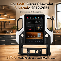 Prix de gros, autoradio vertical CarPlay Android 12,95 pouces pour GMC Sierra Chevrolet Silverado 2019-2021 Tesla 4+64G sans fil