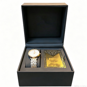 Boîte à montre en cuir PU noir, étui de rangement pour une seule montre, insert en velours peluche, gravure de logo personnalisée. - Product Image 1