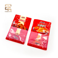 Sachet d'emballage alimentaire personnalisé imprimé, pochette verticale avec fenêtre transparente pour nouilles instantanées et chips