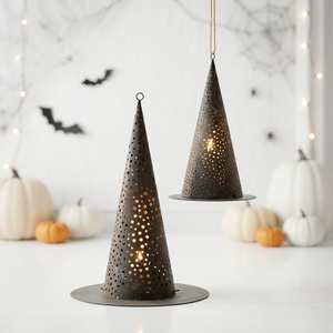 Nouveauté 2026 : Porte-bougie votif en métal en forme de chapeau de sorcière pour Halloween, idéal pour la maison et l'extérieur - Product Image 1