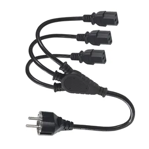 220-250V Stand Ac Power Cord Electrical Extension Iec 320 3xC13 splitter German Eu Schuko Plug Cable