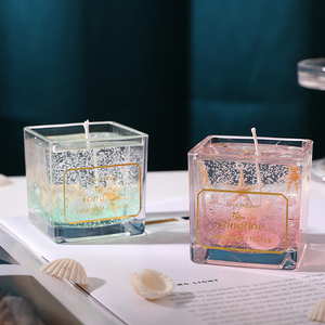 เทียนหอมกลิ่นเยลลี่ไข่มุกเปลือกหอยธรรมชาติติดทนนานพร้อมโถแก้ว - Product Image 3