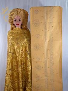 Высококачественная Красивая Роскошная хлопчатобумажная кружевная африканская Кружевная Ткань 5 ярдов вышивка вуаль - Product Image 3