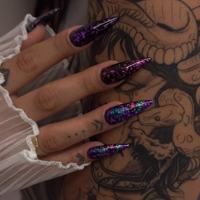 Poudre acrylique en vrac Cloverfei Private Label Gothic Foil Flake pour projets de mode alternative et salons de manucure