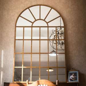 Factory Custom Luxury <strong>Garden</strong> Style Vintage Wrought Iron Decorative <strong>Arched</strong> Window Shaped Wall <strong>Mirror</strong> - Product Image 3