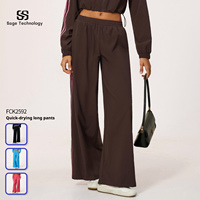 Pantalon de yoga ample en polyester pour femme, color block, respirant, anti-humidité, décontracté, pour le sport