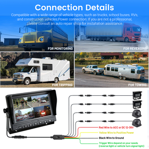 Sistema DVR VD de Alta Resistencia con Alerta de IA BSD para Peatones y Vehículos, Pantalla Dividida de 7 Pulgadas y 4 Canales, Estacionamiento, 1080P NTSC/PAL, Impermeable, Visión Nocturna - Product Image 4