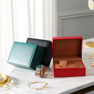 Estuche de Regalo para Reloj Individual Grande de Cuero PU, <span class=keywords><strong>Caja</strong></span> de Almacenamiento de Relojes de Viaje de Lujo, Estuche de Exhibición para Relojes de Pulsera con Almohada Suave Extraíble - Product Image 3