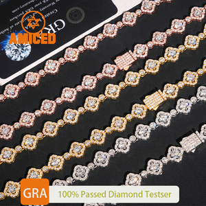 Pulseira de Tênis Hip Hop de 10mm, Moda em Prata Esterlina 925 com Diamante Moissanite VVS, Pulseira com Elos em Forma de Estrela e Cruz - Product Image 1