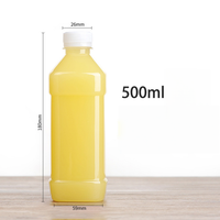 Bouteille vide pour jus frais et boissons, en PET carré, avec bouchon à vis, impression sérigraphique, 250 ml et 500 ml, vente en gros OEM/ODM à prix abordable