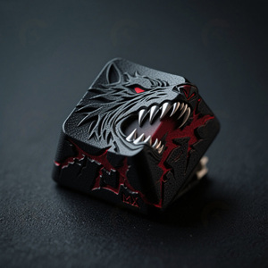 Dark Night Wolf 3D Keycap Style Cool personnalisable avec décorations en métal et en relief <span class=keywords><strong>pour</strong></span> clavier de jeu MX - Product Image 2