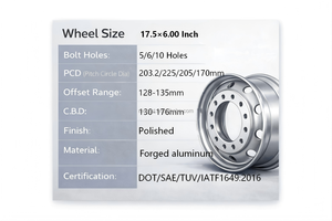 Cerchio in Lega di Alluminio Forgiato 17.5x6.0, Speciale per Camper, Adatto per Pneumatici 8.5r17.5 - Product Image 3