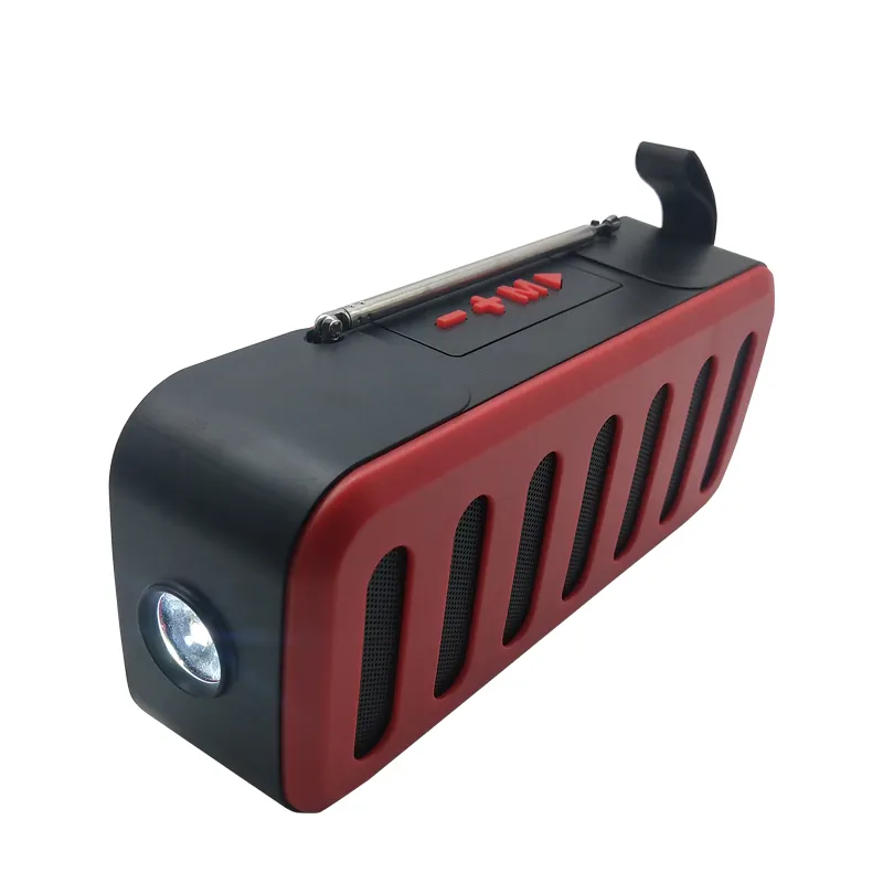 Desain Kotak Bergaya Lampu Obor Pengeras Suara BT Fungsi Radio FM dengan USB/TF Pemutar MP3 Speaker Nirkabel Portabel dengan Panel Surya