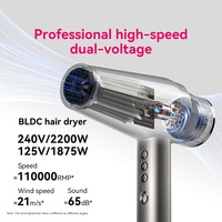 Sèche-cheveux professionnel FirePhoenix M2 à double tension, ionique, haute puissance, à toucher froid, 100V-240V, 110000RPM, double conduit d'air
