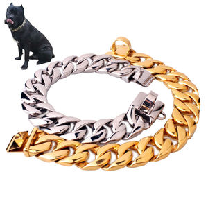 Collar de Perro Personalizado al por Mayor, de Acero Inoxidable de 16 mm, con Eslabones Cubanos Sólidos y Joyas de Lujo - Product Image 1