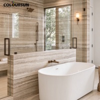Revêtement mural flexible en pierre naturelle ultra-mince MCM, feuille de travertin flexible pour la décoration des murs