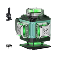 Niveau laser de qualité industrielle 16 lignes 360 ° auto-nivelant 4D Green Cross Line Support magnétique Télécommande 2 piles