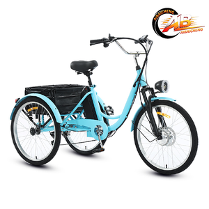 Tricycle 24 pouces en acier au carbone, 3 roues, 7 vitesses, frein à disque avant, panier de chargement arrière, batterie lithium 36V, pour adultes, usage shopping - Product Image 4