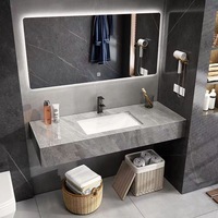 Luxe Maison-Style Marbre Dessus Simple Évier Vanité Moderne Smart Direct Fabricant Offre Spéciale 2025 pour Villas Salle De Bains Flottante