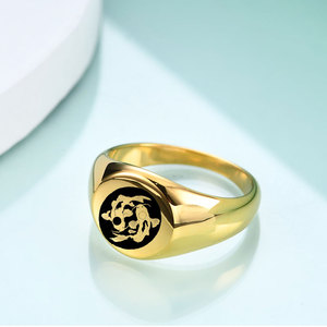 Bague double poisson gravée en or 18 carats, 12 mm, en acier inoxydable, bijoux unisexes pour tous les jours - Product Image 4
