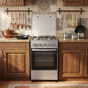Cocina de Gas Independiente de Gran Capacidad de 55L, Encendido Manual, Horno con 4 Quemadores, Cocina con Horno para el Hogar - Product Image 1