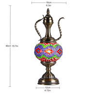Lámpara de Mesa LED de Estilo Europeo Tradicional, Hecha a Mano, con Pantalla de Hierro y Vidrio, Colorida, 2700K, Luz Blanca Cálida Suave, Decorativa, Venta al Por Mayor