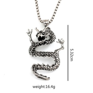 Yunnique-collar con colgante de dragón de acero inoxidable de estilo chino para hombre, joyería con forma de animal oriental, regalo, accesorio de moda para fiesta - Product Image 5