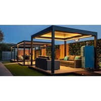 Pergola moderne motorisée en aluminium à lames orientables 10x13 pieds, imperméable, avec éclairage LED pour jardin, patio et extérieur