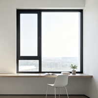 Ventana Abatible de Aluminio con Vidrio Templado de Seguridad, Marco Delgado, Fácil de Limpiar, Insonorizada y a Prueba de Polvo, Directo de Fábrica, para Entrada