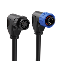 Connecteur étanche Jnicon M16 3 broches mâle-femelle moulé à 90 degrés à montage sur site avec câble pour éclairage LED et batterie