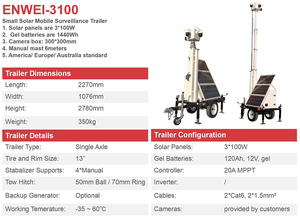 Rimorchio Mobile <span class=keywords><strong>per</strong></span> Sorveglianza e Sicurezza con Pannelli Solari da 300W <span class=keywords><strong>per</strong></span> Cantieri <span class=keywords><strong>Esterni</strong></span> - Product Image 6