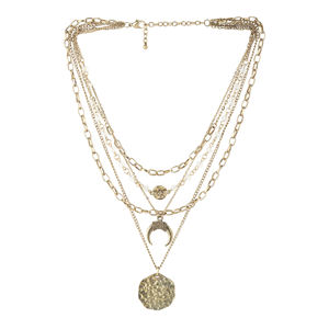 Collar de cuentas de concha de Luna multicapa de estilo bohemio, joyería de moda para mujer, colgantes de plata hechos a mano chapados en oro, venta al por mayor - Product Image 1