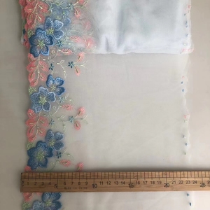 Polyester <strong>pink</strong> Bright <strong>Colorful</strong> 3 D Silky Flower Embroidery <strong>Lace</strong> 2 Tones Tulle <strong>Lace</strong> Trim for Dress Underwear Hem Curtain - Product Image 4