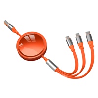 Kabel Data Retractable 3-in-1 untuk Konektor Micro Type-C Pengisian Cepat USB-A Termasuk Logo yang Dapat Disesuaikan Promosi