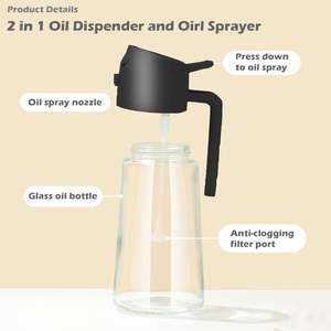 Pulvérisateur et distributeur d'huile d'olive 2-en-1 en verre de 500 ml (16 oz) pour la cuisine - Product Image 3