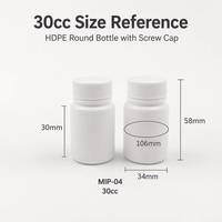 Flacon rond en plastique HDPE blanc de 30 ml (1 oz) avec bouchon à vis pour le stockage compact de médicaments quotidiens