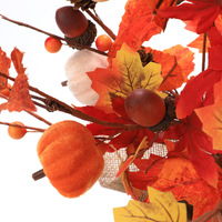 Décorations d'automne en plastique pour Thanksgiving : fausses feuilles d'érable, citrouilles en velours, ornements en forme de gland, petites décorations d'arbre