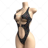 Ensemble Exotique Haut de Gamme pour Femme ELITES avec Strass, Body de Pole Dance Sexy pour Spectacle