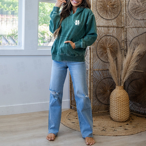 Wholesale High Quality Vintage Hooded Sweatshirt Casual Custom Embroidery Logo Heavyweight 400 GSM Hoodie French Terry Washed - Product Image 2