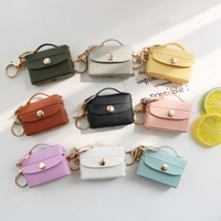 Mini porte-monnaie en cuir avec fermoir doré, petite pochette pour écouteurs, porte-clés, sacoche, porte-monnaie, breloque mignonne pour clés de voiture pour femmes, vente en gros