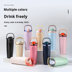 Botella <span class=keywords><strong>de</strong></span> Agua Aislada <span class=keywords><strong>de</strong></span> Acero Inoxidable con Pajita, Termo al Vacío 304S, Vaso <span class=keywords><strong>de</strong></span> Gran Capacidad para Frutas, Vaso Deportivo Doble para Bebidas - Product Image 4