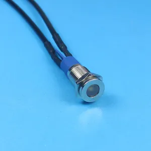 ABILKEEN-Luz indicadora industrial de metal con cabeza redonda plana de 8mm, sellada, resistente al agua, IP65, con cable de 2 hilos