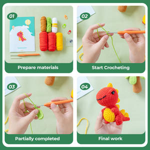 Cadeaux pour les amateurs de crochet DIY Animal Dinosaure Kit de crochet avec tutoriel vidéo Cute Weaving Keychain Crochet Kit pour les débutants - Product Image 4