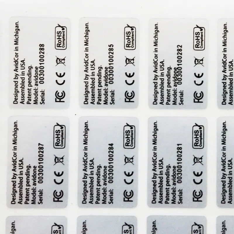 Impressão do logotipo Segurança Tamper Proof Prata Removível Etiquetas VOID Números seriais Tag Eletrônica Garantia Adesivos